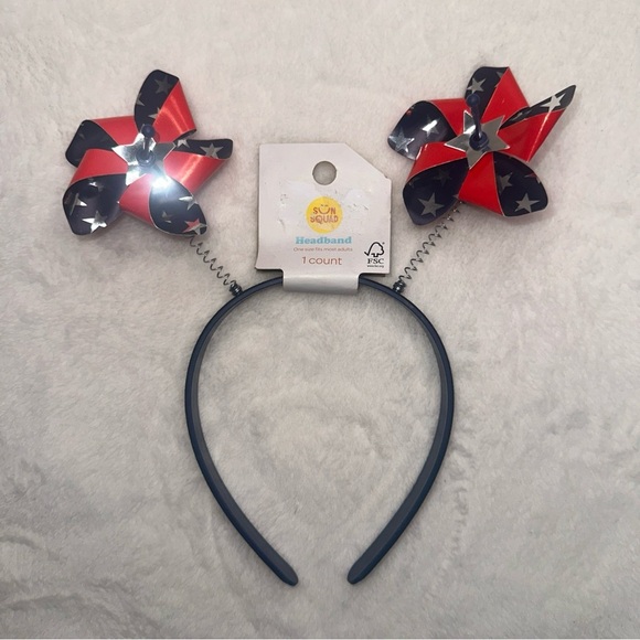 USA  Flag  Pinwheel  Headband One Size Fits Most 1 Count - Picture 1 of 4